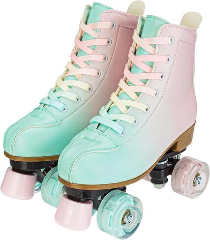 Women's Roller Skates,Double Row Skates Adjustable Leather High-top Roller Skates Perfect Indoor Outdoor Adult Roller Skates with Bag in Kuwait