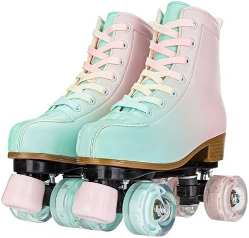 جيسي زلاجات دوارة للنساء، ملونة وقابلة للتعديل، عالية الجودة من جلد البولي يوريثان، زلاجات بصف مزدوج مع حقيبة للشباب البالغين والمبتدئين في الداخل والخارج in Kuwait