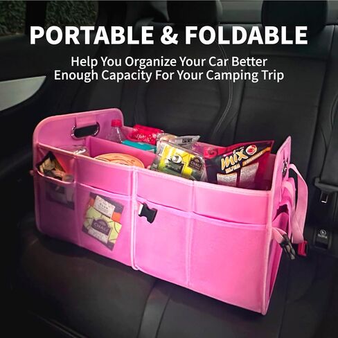 Trunk Organizer for Car, Storage Organizer with 60L Large Capacity, Foldable Car Organizer for SUVs/Sedans, Waterproof Collapsible & Multi Compartment, Organizer for Car Accessories, Tools, Black in Saudi Arabia