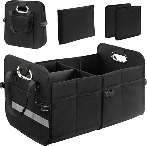 Trunk Organizer for Car, Storage Organizer with 60L Large Capacity, Foldable Car Organizer for SUVs/Sedans, Waterproof Collapsible & Multi Compartment, Organizer for Car Accessories, Tools, Black in Saudi Arabia