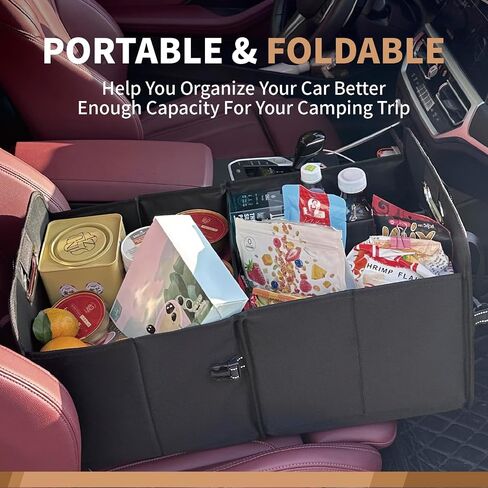 Trunk Organizer for Car, Storage Organizer with 60L Large Capacity, Foldable Car Organizer for SUVs/Sedans, Waterproof Collapsible & Multi Compartment, Organizer for Car Accessories, Tools, Black in Saudi Arabia