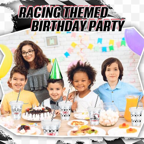 FoldTier 50 Pcs Checkered Racing Party Plastic Cup 12 Oz Checkered Flag Thick Clear Cup Black and White Checkered Cups Race Car Birthday Party Supplies for Racecar Sports Themed in Saudi Arabia