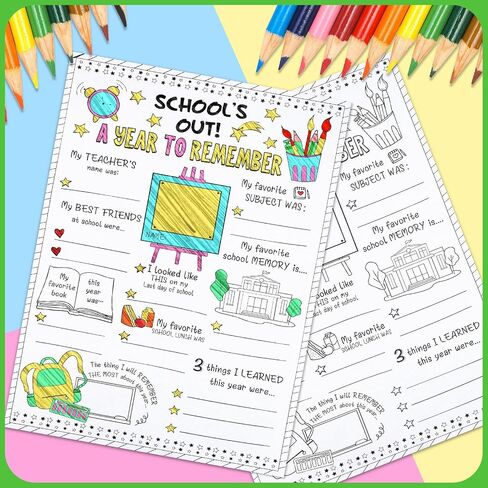 60 قطعة من ملصقات Tenceur All About My School Year، قم بتلوين ملصقات نهاية العام الدراسي الخاصة بك في الفصل الدراسي، ملصقات تلوين كهدية من المعلم للأطفال في مرحلة ما قبل المدرسة الابتدائية in Kuwait