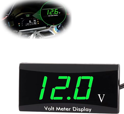 Crynod 1 PC 12V Vehicle Digital Voltmeter Gauge for Voltage Monitor, Waterproof Metal Motorcycle Voltmeter, Universal Automotive Voltmeter Power Energy for Motorcycles Cars SUVs Trucks RVs (Green) in Saudi Arabia