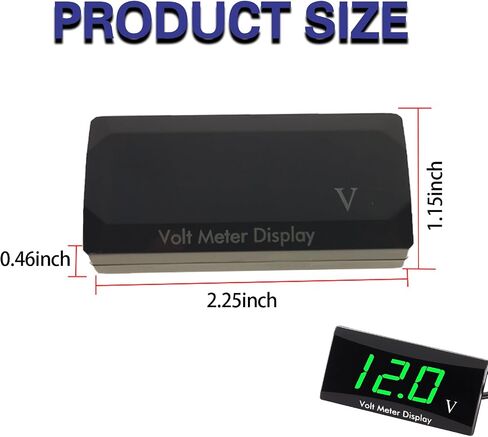 Crynod 1 PC 12V Vehicle Digital Voltmeter Gauge for Voltage Monitor, Waterproof Metal Motorcycle Voltmeter, Universal Automotive Voltmeter Power Energy for Motorcycles Cars SUVs Trucks RVs (Green) in Saudi Arabia