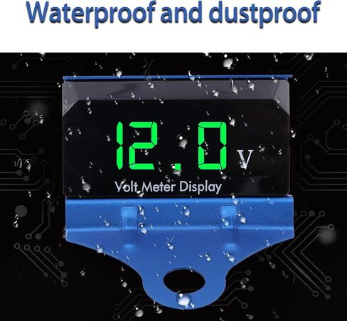 Crynod 1 PC 12V Vehicle Digital Voltmeter Gauge for Voltage Monitor, Waterproof Metal Motorcycle Voltmeter, Universal Automotive Voltmeter Power Energy for Motorcycles Cars SUVs Trucks RVs (Green) in Saudi Arabia