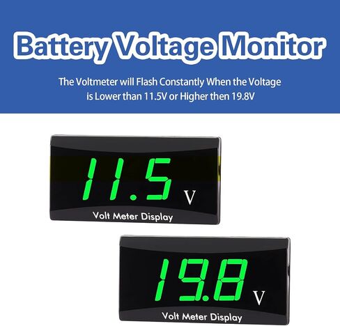 Crynod 1 PC 12V Vehicle Digital Voltmeter Gauge for Voltage Monitor, Waterproof Metal Motorcycle Voltmeter, Universal Automotive Voltmeter Power Energy for Motorcycles Cars SUVs Trucks RVs (Green) in Saudi Arabia