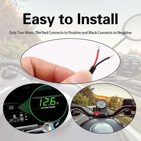 Crynod 1 PC 12V Vehicle Digital Voltmeter Gauge for Voltage Monitor, Waterproof Metal Motorcycle Voltmeter, Universal Automotive Voltmeter Power Energy for Motorcycles Cars SUVs Trucks RVs (Green) in Saudi Arabia