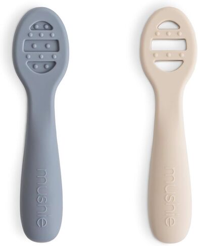 mushie Silicone First Feeding Baby Spoons | 2 Pack (Blush/Shifting Sand) in Saudi Arabia
