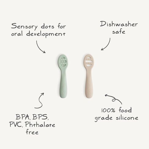 mushie Silicone First Feeding Baby Spoons | 2 Pack (Blush/Shifting Sand) in Saudi Arabia