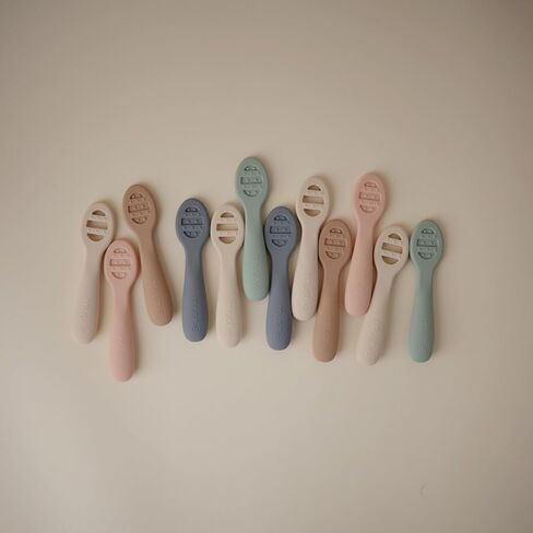 mushie Silicone First Feeding Baby Spoons | 2 Pack (Blush/Shifting Sand) in Saudi Arabia