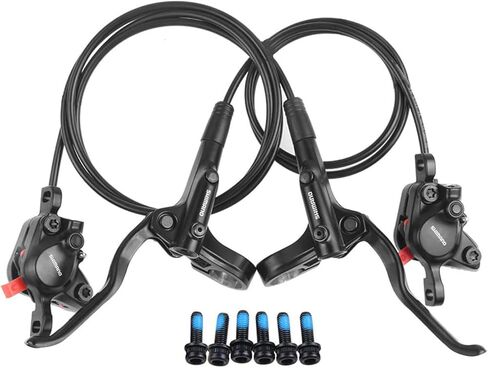 Acciaiie Shimano MT200 Hydraulic Brakes, 2 Piston Left Front 800mm Right Rear 1500mm with Rear is/PM Adapter MTB Hydraulic Brakes, Dual Disc Brakes Fit 160mm / 180mm Rotors Hydraulic Disc Brakes in Kuwait
