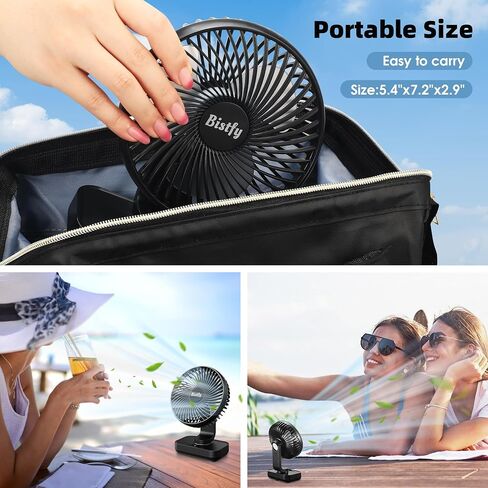 Bistfy Desk Fan 5'' Small Fan Ultra-Silent, 120° Oscillating, 90° Adjustable Head Tilt, with Digital Display 4 Speed Portable USB Rechargeable Table Fan Ideal for Home, Bedroom, Office or Travel in Saudi Arabia