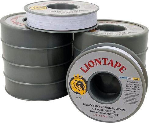 Liontape G701 3-Pack 1/2" x 1200" (100-Ft) Heavy Duty Professional Teflon Tape, for Water/Oil/Gas, 4-Mil, High Density, Up to 12000 psi, Grey in Saudi Arabia