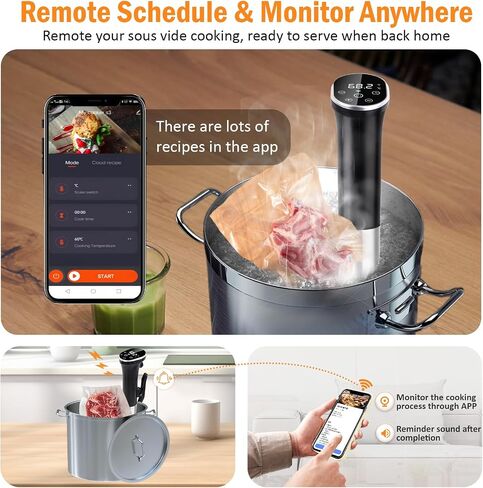 جهاز AUOMII Wifi Sous Vide، طباخ دقيق بقدرة 1100 واط مع تحكم دقيق في درجة الحرارة والوقت، جهاز تدوير الغمر، تسخين سريع وهادئ للغاية in Saudi Arabia