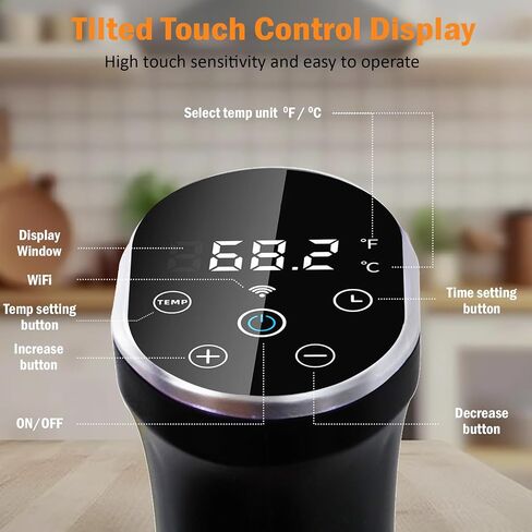 جهاز AUOMII Wifi Sous Vide، طباخ دقيق بقدرة 1100 واط مع تحكم دقيق في درجة الحرارة والوقت، جهاز تدوير الغمر، تسخين سريع وهادئ للغاية in Saudi Arabia