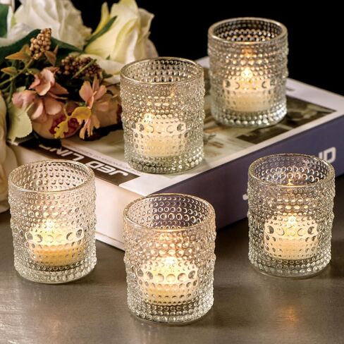 Candle Votive Glass Holders - Bulk Wedding Tea Light Votives Tealight - Fall Vintage Small Table Centerpieces for Christmas Home Party Thanksgiving Valentines Day - Clear 12 Pcs in Saudi Arabia