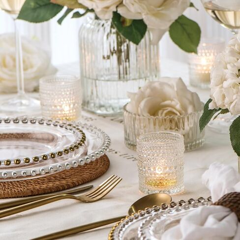 Candle Votive Glass Holders - Bulk Wedding Tea Light Votives Tealight - Fall Vintage Small Table Centerpieces for Christmas Home Party Thanksgiving Valentines Day - Clear 12 Pcs in Saudi Arabia