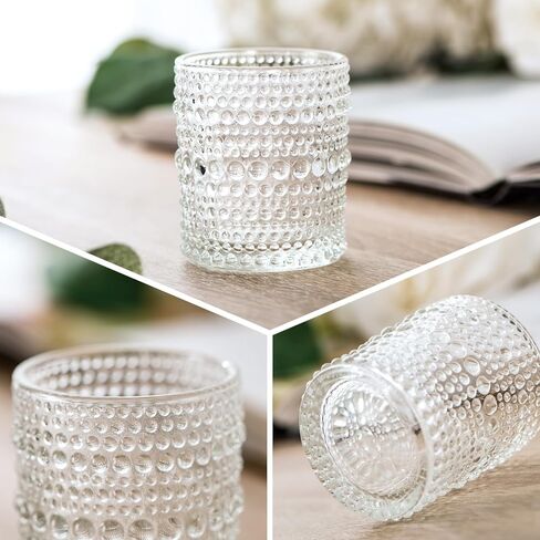 Candle Votive Glass Holders - Bulk Wedding Tea Light Votives Tealight - Fall Vintage Small Table Centerpieces for Christmas Home Party Thanksgiving Valentines Day - Clear 12 Pcs in Saudi Arabia