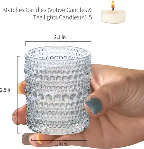 Candle Votive Glass Holders - Bulk Wedding Tea Light Votives Tealight - Fall Vintage Small Table Centerpieces for Christmas Home Party Thanksgiving Valentines Day - Clear 12 Pcs in Saudi Arabia