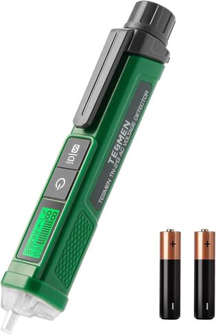 Voltage Tester, TESMEN TN-213 Non-Contact Voltage Tester, Electrical Tester, AC 12V-/70V-1000V, Dual-Range, LCD Display in Percentage, Buzzer Alarm, Live Wire Tester, Wire Breakpoint Finder - Green in Saudi Arabia