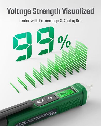 Voltage Tester, TESMEN TN-213 Non-Contact Voltage Tester, Electrical Tester, AC 12V-/70V-1000V, Dual-Range, LCD Display in Percentage, Buzzer Alarm, Live Wire Tester, Wire Breakpoint Finder - Green in Saudi Arabia