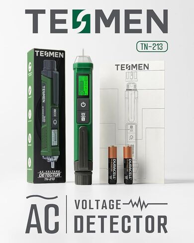 Voltage Tester, TESMEN TN-213 Non-Contact Voltage Tester, Electrical Tester, AC 12V-/70V-1000V, Dual-Range, LCD Display in Percentage, Buzzer Alarm, Live Wire Tester, Wire Breakpoint Finder - Green in Saudi Arabia