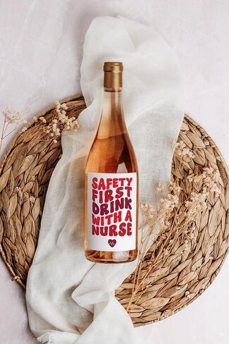 Nurse Graduation Wine Label. Gift for New Nurse. Nursing School Graduation Party. Passed the NCLEX. Gift for RN. (Safety First Drink with a Nurse) in Saudi Arabia