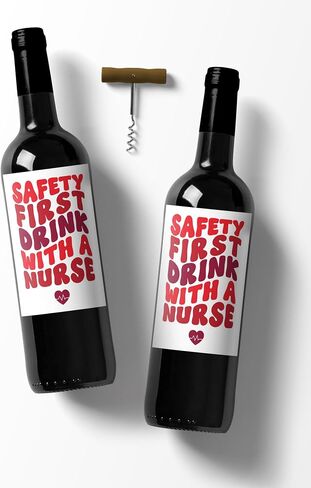 Nurse Graduation Wine Label. Gift for New Nurse. Nursing School Graduation Party. Passed the NCLEX. Gift for RN. (Safety First Drink with a Nurse) in Saudi Arabia