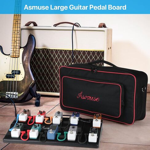 Asmuse Guitar Pedal Board, Aluminum Alloy Lightweight Guitar Effect Pedalboard with Carrying Bag, Mountain Tape, Cable Tie (Black) in Saudi Arabia