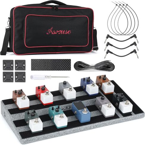 لوحة دواسة الجيتار من Asmuse، لوحة دواسة خفيفة الوزن من سبائك الألومنيوم مع حقيبة حمل، شريط جبلي، ربطة كابل (أسود) in Kuwait