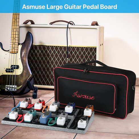 لوحة دواسة الجيتار من Asmuse، لوحة دواسة خفيفة الوزن من سبائك الألومنيوم مع حقيبة حمل، شريط جبلي، ربطة كابل (أسود) in Kuwait