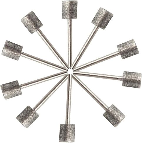 NGe 10 Pcs 12mm Cylinder Head Diamond Coated Mounted Points Grinding Bit - 3mm Shank in Saudi Arabia