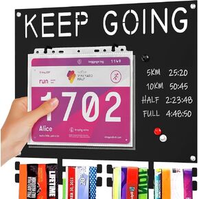 عرض ميدالية السباق مريلة حديدية شديدة التحمل وعرض ميدالية للعدائين تحمل أكثر من 50 ميدالية ومرايل سباق حامل ميدالية ماراثون تتضمن 10 أكياس تخزين مريلة و1 قلم تحديد قابل للغسل و3 مغناطيسات in Kuwait