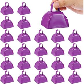PATIKIL 24pcs Cow Bells for Football Games,3in Cowbells for Sporting Events Bulk Loud Noise Makers Metal Cow Bell with Handle for Cheering Competition Marathon Wedding, Blue Purple in Kuwait