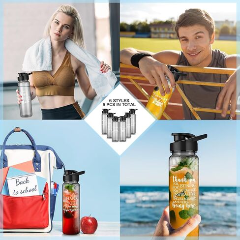 Inbagi 24 oz Plastic Water Bottles, Leak Proof, 6 Pcs, Employee Appreciation Gifts for Women Men Office Graduation, Sports Bottles for Running, School, Travel in Saudi Arabia