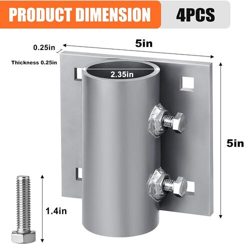 Stationary Dock Side Leg Pipe Holder Heavy Duty Hardware Brackets 5x5 Inch Backer Plate Grey Galvanized Steel for Floating Dock Posts in Saudi Arabia