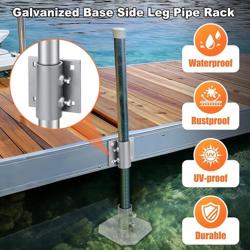 Stationary Dock Side Leg Pipe Holder Heavy Duty Hardware Brackets 5x5 Inch Backer Plate Grey Galvanized Steel for Floating Dock Posts in Saudi Arabia