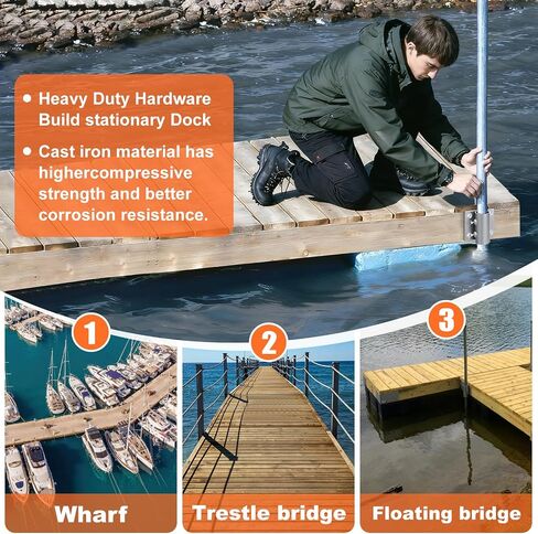 Stationary Dock Side Leg Pipe Holder Heavy Duty Hardware Brackets 5x5 Inch Backer Plate Grey Galvanized Steel for Floating Dock Posts in Saudi Arabia