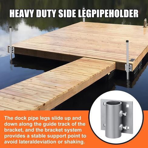 Stationary Dock Side Leg Pipe Holder Heavy Duty Hardware Brackets 5x5 Inch Backer Plate Grey Galvanized Steel for Floating Dock Posts in Saudi Arabia