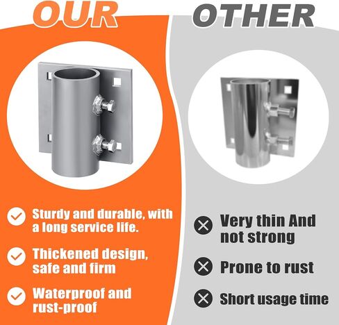 Stationary Dock Side Leg Pipe Holder Heavy Duty Hardware Brackets 5x5 Inch Backer Plate Grey Galvanized Steel for Floating Dock Posts in Saudi Arabia
