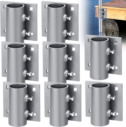 Stationary Dock Side Leg Pipe Holder Heavy Duty Hardware Brackets 5x5 Inch Backer Plate Grey Galvanized Steel for Floating Dock Posts in Saudi Arabia