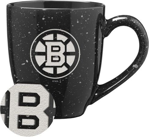 ريكو إندستريز NHL Hockey Boston Bruins، أسود، 16 أونصة، كوب قهوة من السيراميك محفور بالليزر ومرقط باللون الأسود in Saudi Arabia