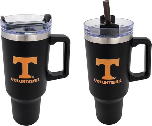Desert Cactus University of Tennessee UT Knoxville Volunteers Vols Large Insulated Stainless Steel Handle Lid Straw Reusable Double Walled Cup Hot Cold Drinkware (40oz Ounce Rally Tumbler Design B) in Saudi Arabia
