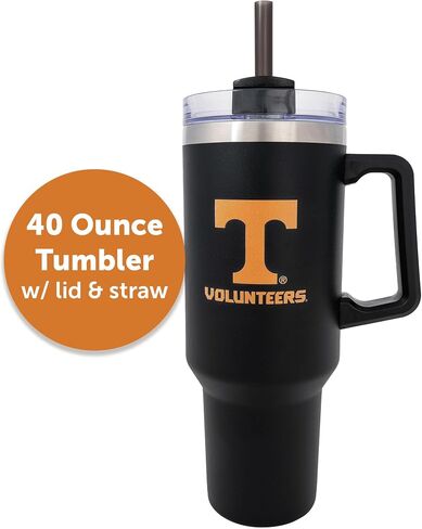 Desert Cactus University of Tennessee UT Knoxville Volunteers Vols Large Insulated Stainless Steel Handle Lid Straw Reusable Double Walled Cup Hot Cold Drinkware (40oz Ounce Rally Tumbler Design B) in Saudi Arabia