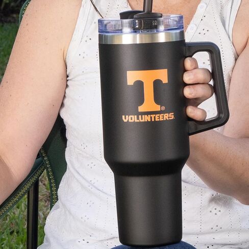 Desert Cactus University of Tennessee UT Knoxville Volunteers Vols Large Insulated Stainless Steel Handle Lid Straw Reusable Double Walled Cup Hot Cold Drinkware (40oz Ounce Rally Tumbler Design B) in Saudi Arabia