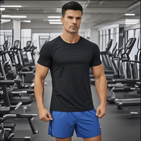 Men’s Short Sleeve Dry Fit Active Crew Neck T Shirt Athletic Short Sleeve Running Gym Workout Tee Tops in Saudi Arabia