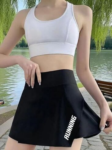 Women's Athletic Skort with Pockets, Built-in Shorts Workout Tennis Skirt for Gym Running in Kuwait