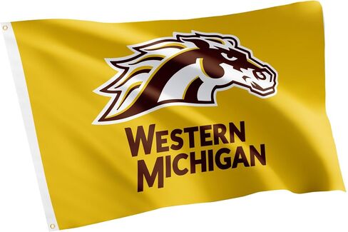 لافتات علم جامعة صبار الصحراء الغربية ميشيغان برونكو WMU 100% بوليستر أعلام داخلية وخارجية 3 × 5 أقدام (تصميم A) in Saudi Arabia