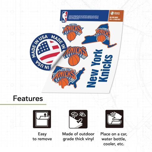 ملصق Desert Cactus New York Knicks ملصق NBA مرخص رسميًا ملصق من الفينيل لزجاجة مياه الكمبيوتر المحمول ودفتر قصاصات السيارة (النوع 2-3) in Saudi Arabia
